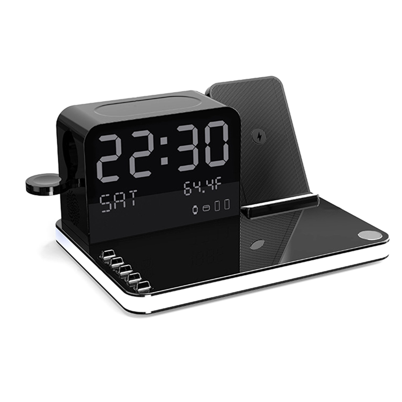 Wireless Charging Station Withtime Display Multifunctional Charging Accessories Compatible Withmultiple Devices-ABIU