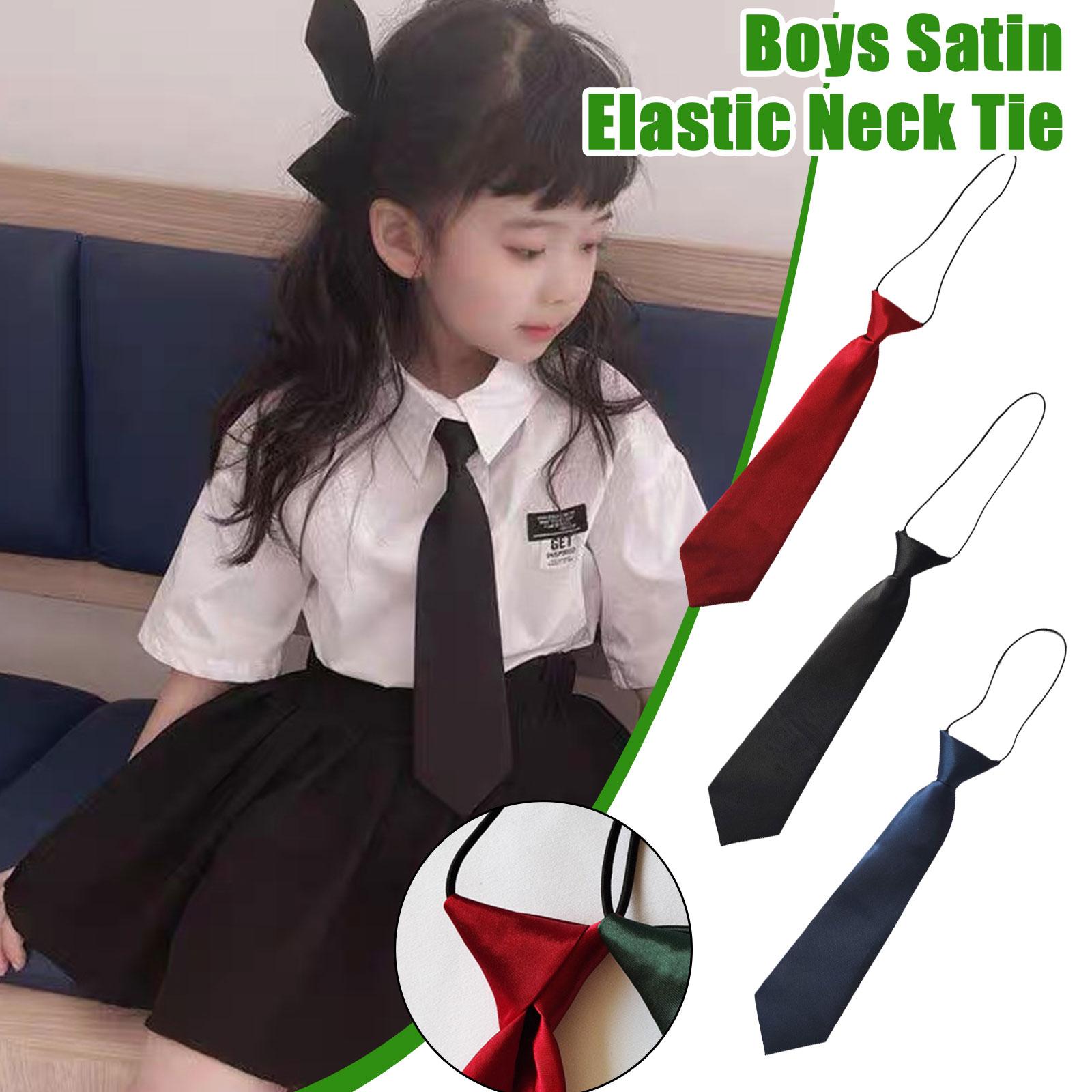 Corbata de cuello elástica de satén preatada para niños, corbata corta para niños, Linda decoración para traje de combinación para niños, corbata de uniforme, accesorios Casuales