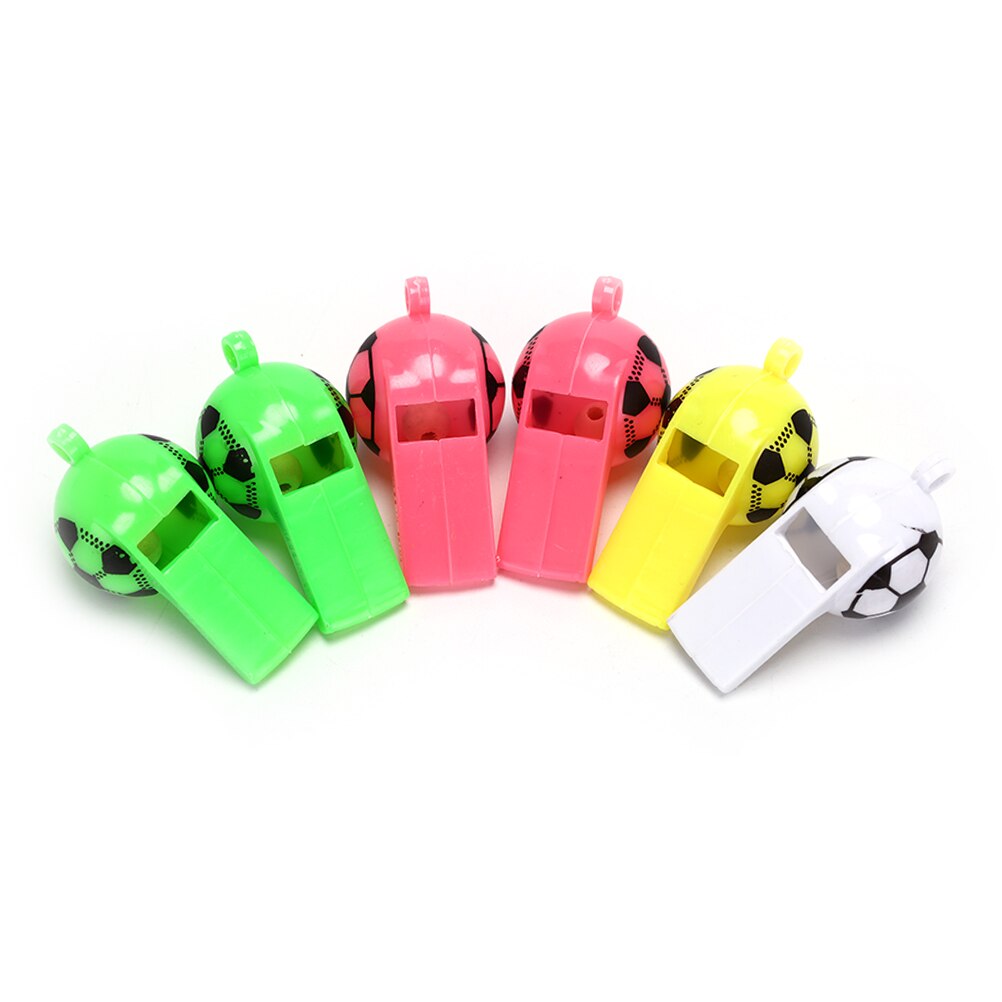 6pcs/lot Plastic soccer football whistle cheerleading toys whistles toys with ropes Survival Outdoor Accessories 3.3*5cm