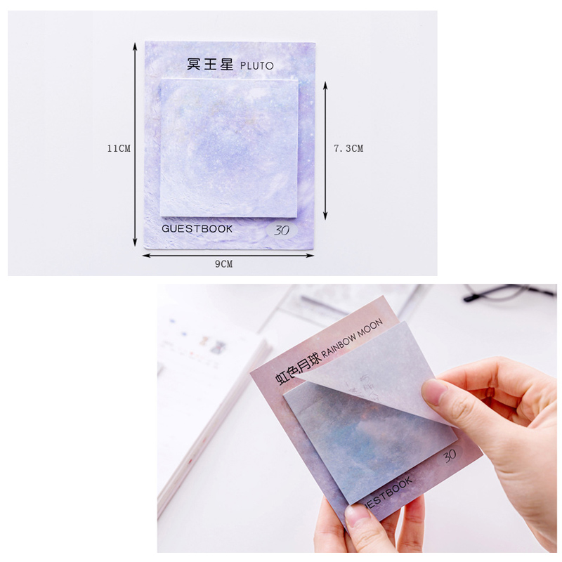 Yatniee 3Pcs/Pcak Cartoon Planeet Zelf Sticky Notes Memo Pad Notepad Leuke Planner Stickers Student Bladwijzer Briefpapier Supply