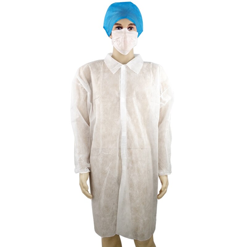 Monos impermeables no tejidos a prueba de polvo ropa de trabajo de fábrica para mujer traje de trabajo lavable de talla grande protección para ropa: White