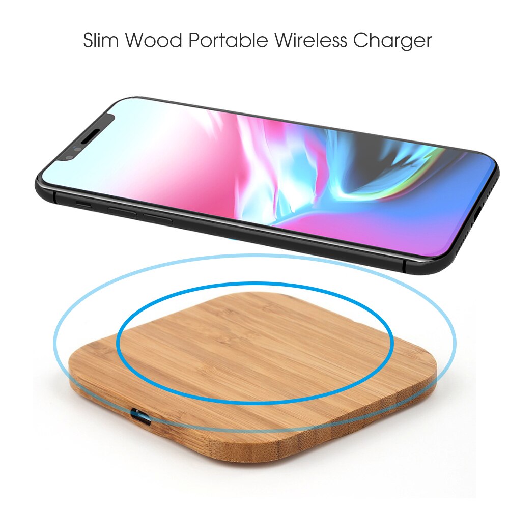 Caricabatterie Wireless Qi portatile ricarica Pad in legno sottile per iPhone 11 8 Plus caricabatterie per smartphone Xiaomi per Samsung S9 S8 S10 Plus