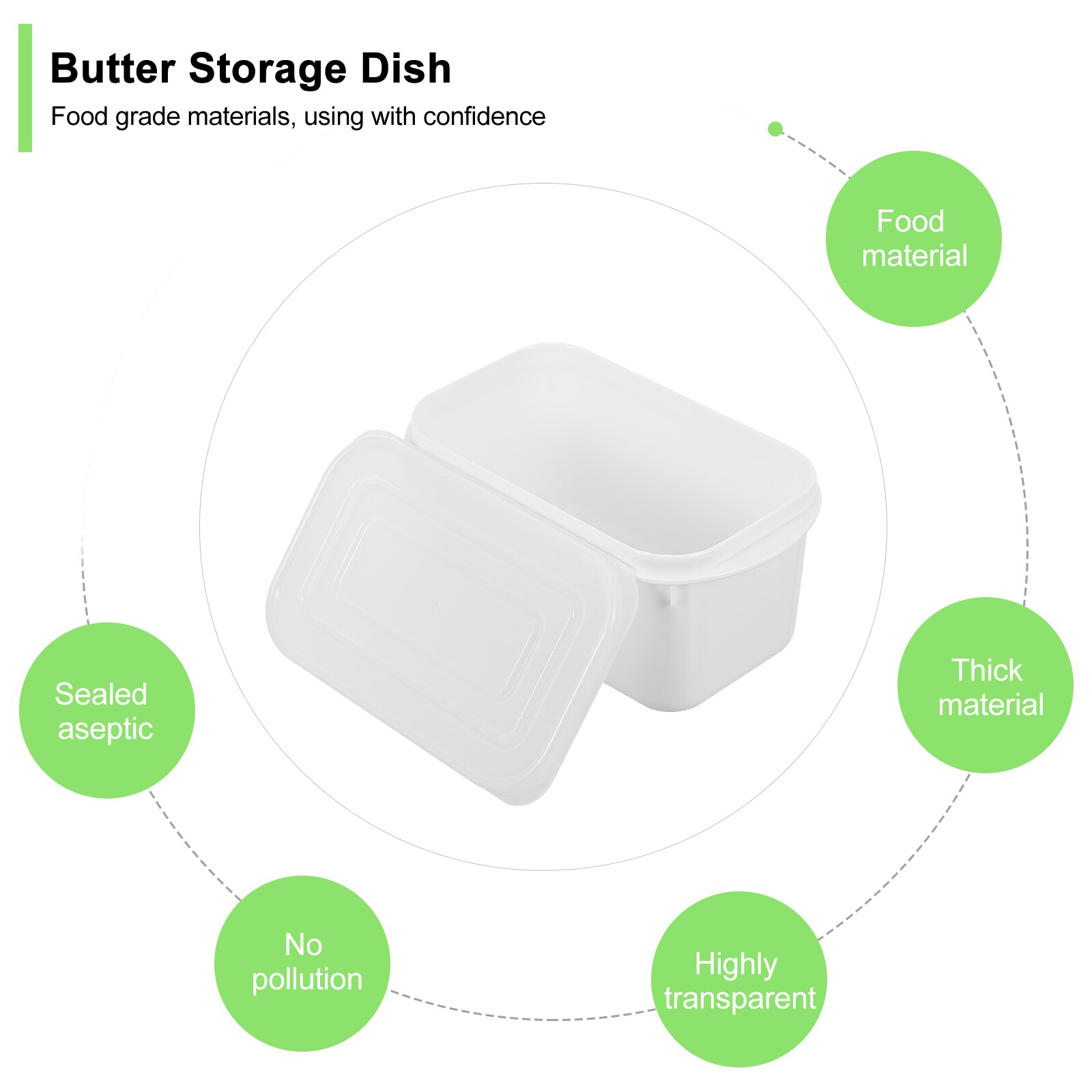 2pcs Durable Butter Storage Boxes Food Storage Boxes for Home Restaurant (White)