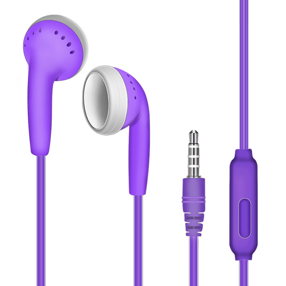 Sport Earphone Wired Bass 3.5mm Earphone Earbud With Built-in Microphone Hands Free Noise Reduction In-ear Subwoofer Headset: Purple
