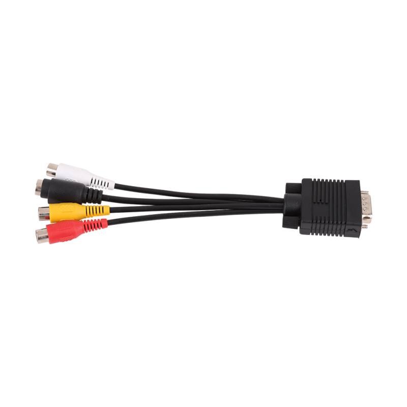 1Pcs VGA Male naar S-Video 3 RCA Jack Vrouwelijke Composite AV TV Out Adapter Converter Connector Video kabel voor Laptop PC HDTV