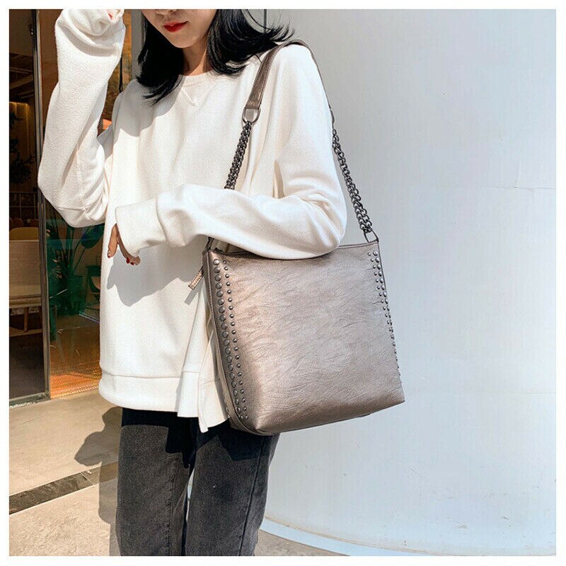 Kvinner dame crossbody pu skinn skulderveske tote dame høy håndveske messenger veske