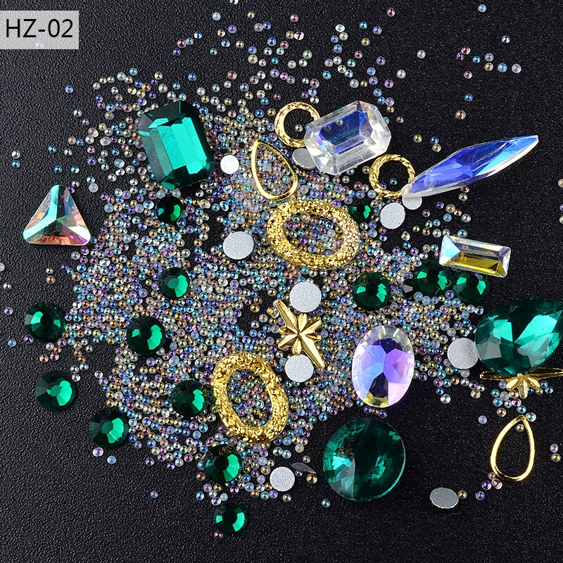 1 æske blandet farverige rhinsten akryl perle negle 3d smykker krystal sten til negle kunst dekorationer manicure diamanter