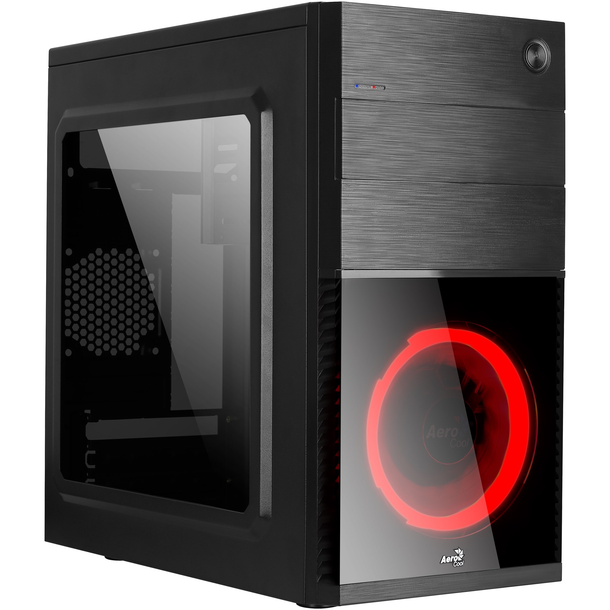 Aerocool CS105 scatola, Pc, Finestra Trasparente, Anteriore Ventola di 12 Centimetri, Rosso