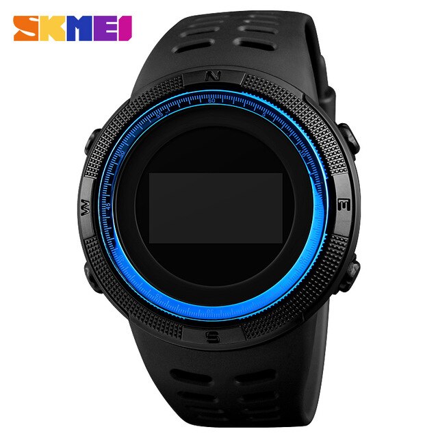 Skmei outdoor sporthorloge stappenteller calorie fitness dameshorloges kompas thermometer waterdichte digitale polshorloges 1360: Blauw