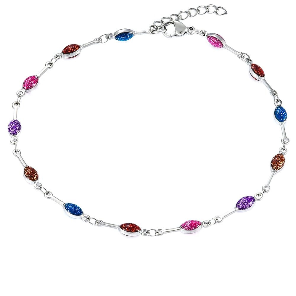 Pulsera de tobillo de acero inoxidable con cuentas de esmalte de 4MM, superposición de oro con Mini pulsera ajustable de estilo de ojo malvado de colores con extensor