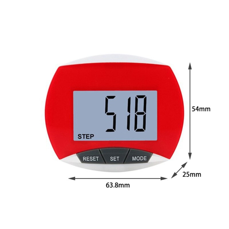 Walking Step Counter 3D Pedometer Waterproof Multi-functional Movement Calories Counting LCD Display Fitness Equipments: Red