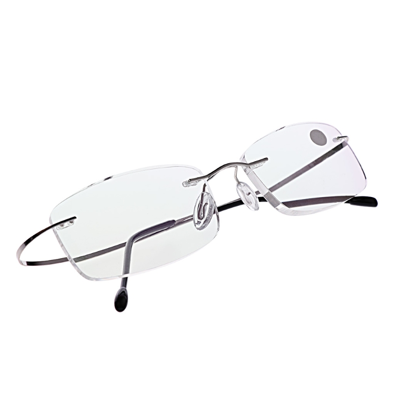 Lesebrille Ultraleicht Titan Randlose Rechteckige Brille Brillen: 100 / Silber