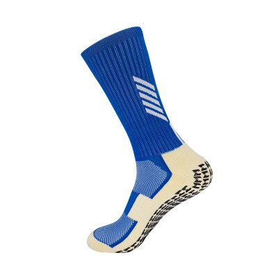 Unisex skridsikker fodbold skridsikre sportsstrømper fodbold atletisk sport afslappet skridsikker voksne medium korte sokker: Blå