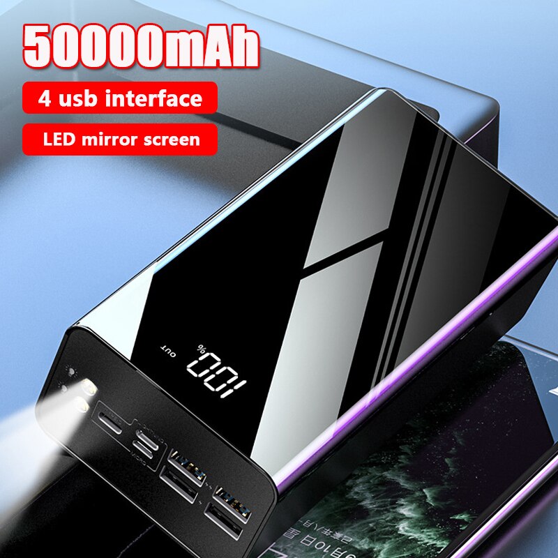 50000 Mah Power Bank Draagbare Oplader Voor Samsung Xiaomi Mobiele Externe Batterij Powerbank 50000 Mah Poverbank Telefoon Fast Charger