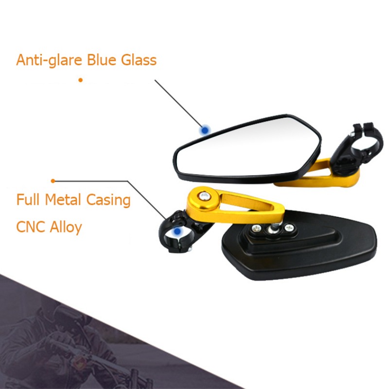 1 Pair 7/8" 22mm Motorcycle Aluminum Bar End Side Rearview Mirror Universal Motorbike Bike Handlebar Rear View Mirrors