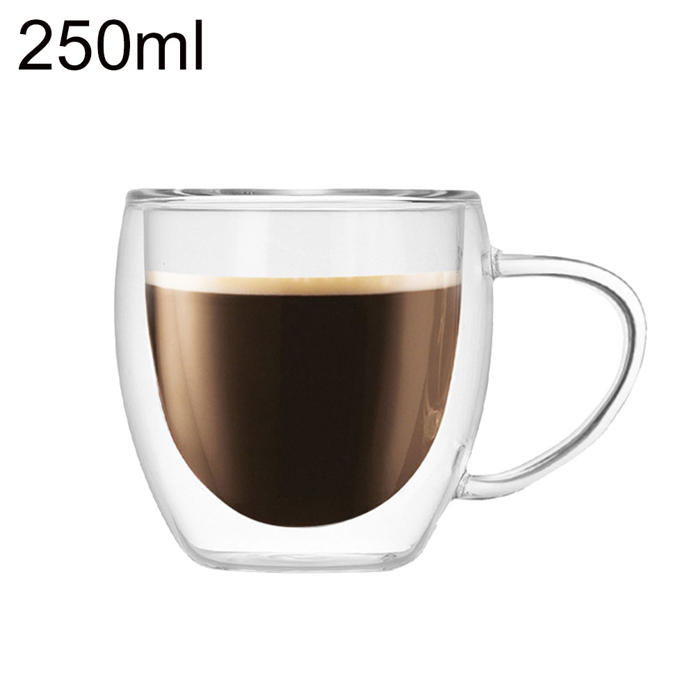 250/350/450ml dubbelwandige hittebestendige hoge borosilicaat glazen bekers kantoor koffie thee mok