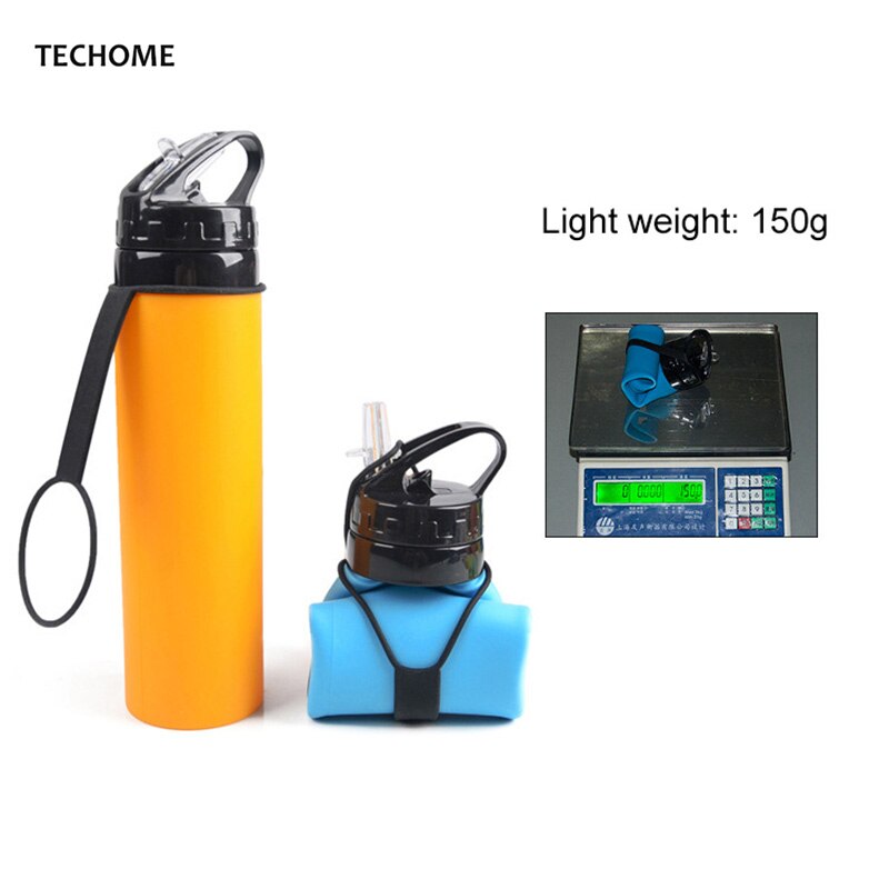 Lichtgewicht opvouwbare rietjes beker 600ml draagbare drinkbekers voor volwassenen en baby's siliconen waterfles kinderen outdoor sportfles