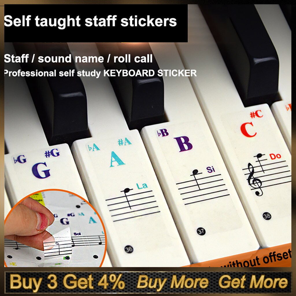 Piano Note Sticker Universal Piano Learner Stickers Music Piano88/61/54/49key Note Keyboard Decals Instrument Accessories