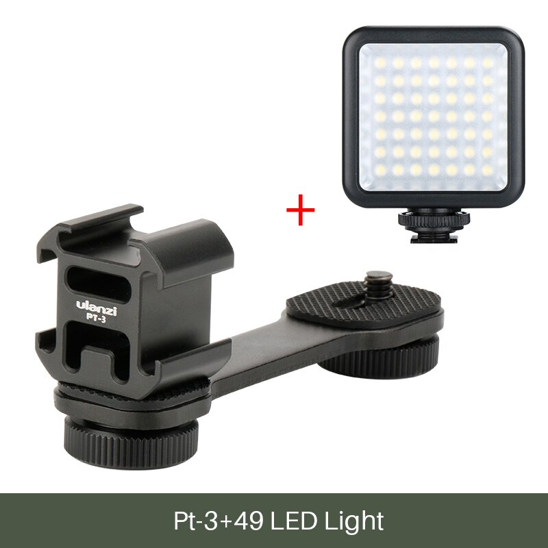 Ulanzi PT-3 Metal Extension Bar 3 Cold Shoe Mounts for Zhiyun Smooth 4/DJI OSMO/Vimble 2 Gimbal LED Light BY-MM1 Microphone: PT-3 LED Light