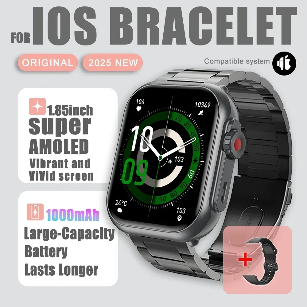 2025 novo relógio ultra 2 se masculino feminino 1000mah gps track watch freqüência cardíaca 100 + esporte bt chamada à prova dwaterproof água relógio inteligente para ios android: Dourado