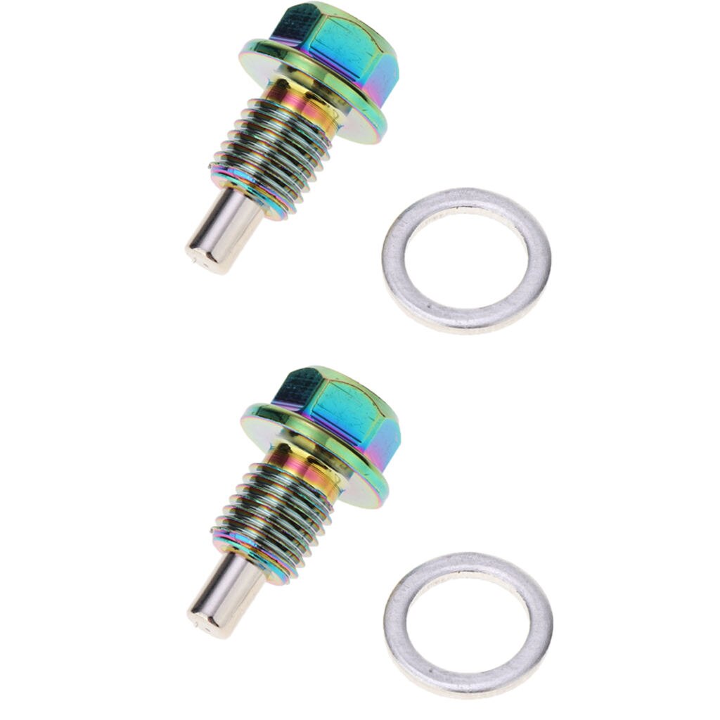 MagiDeal 2 x Engine Oil Pan Drain Plug Bolt Oil Drain Plug Nut Screw