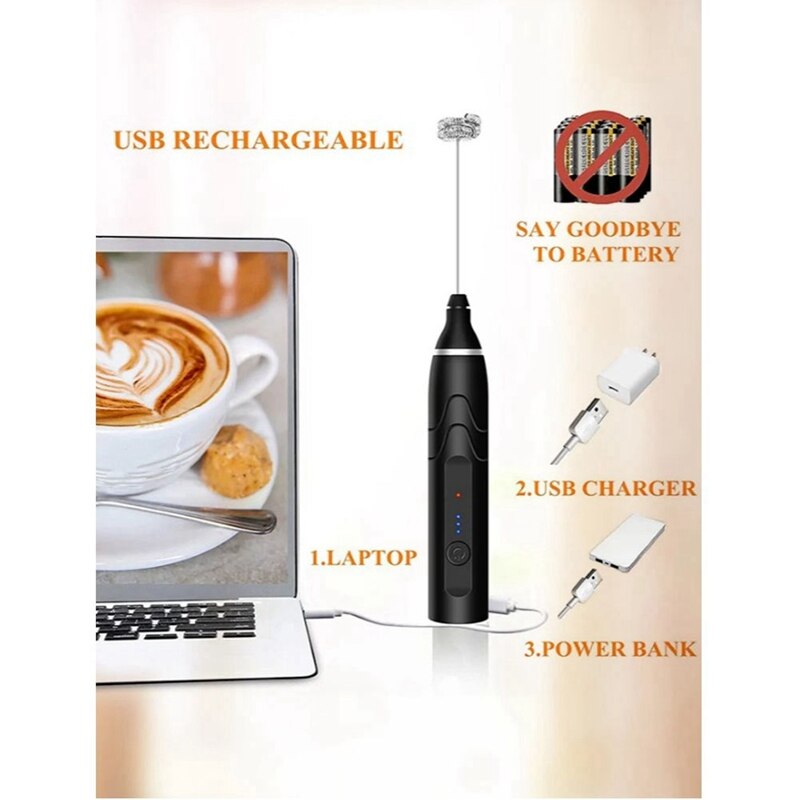 Electric Hand Mixer USB Handheld Foam Whisk Portable Milk Frother Cordless Egg Beater Cordless Electric Blender