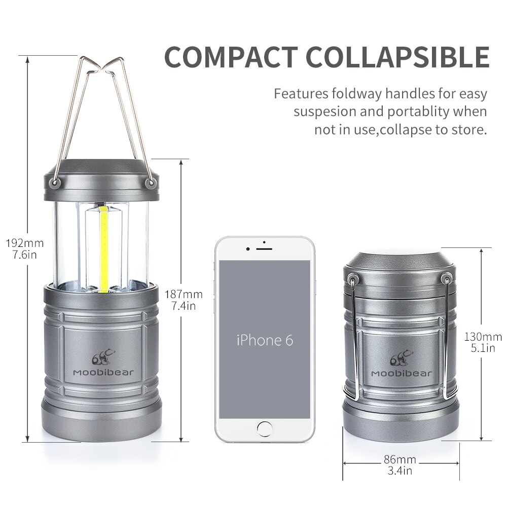 2 Pack Portable LED Camping Lantern Lights Collapsible COB Technology Emergency Torch Lamp Battery Powered with Magnetic Base