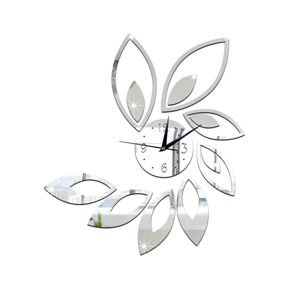 Stue utsmykning 3 d brakett klokke diy veggklokke dobbel farge lotus klokke