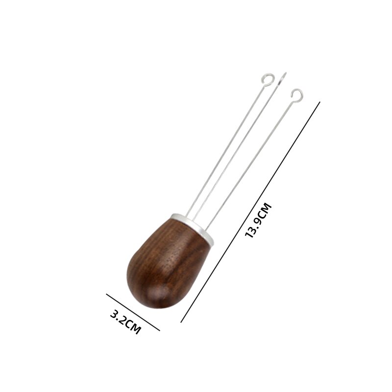 Solid Wood Handle Needle Coffee Tamper 3.2*13.9cm Coffee Tamper Distributor Leveler Tool Needle Type Coffee Powder Distributor