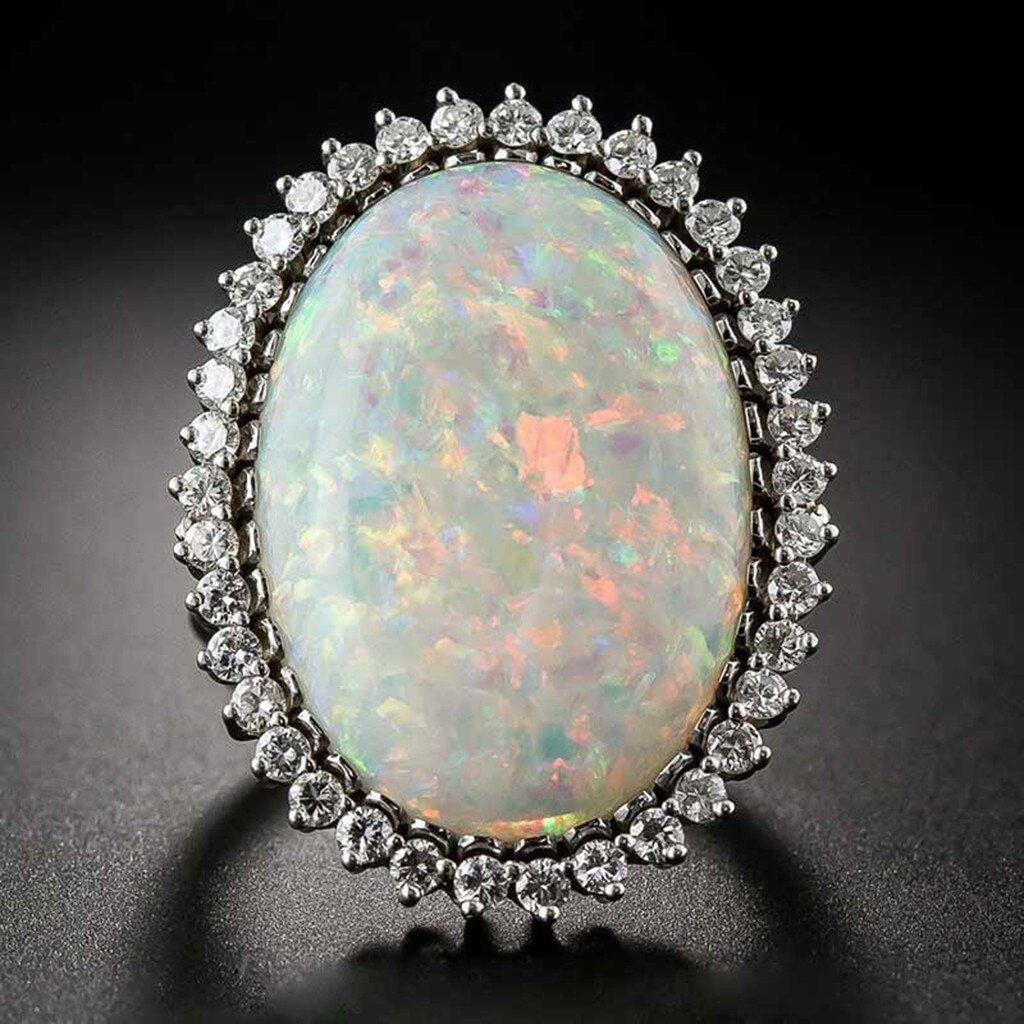 Nahen Osten Afrika Antike Silber Überzogene Oval Große Opal Ring Boho Schmuck Mondstein Edelsteine Ring Hochzeit Engagement Schmuck