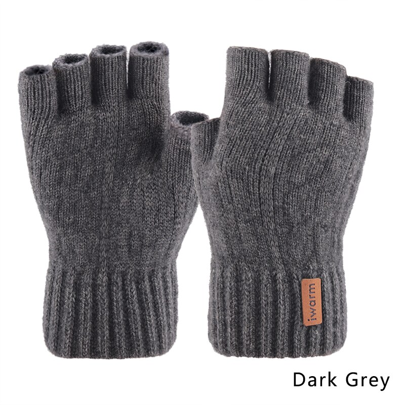 Iwarm guantes de medio dedo para mujeres y hombres guantes tejidos sin dedos Otoño Invierno mantener el calor mitones: Dark Grey