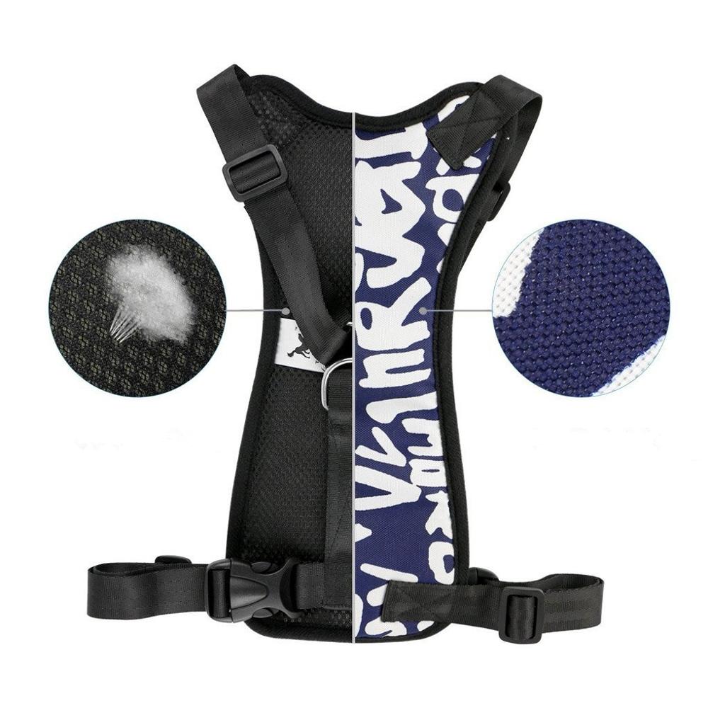 Veiligheid Hond Autogordel Pet Harness En Leash Set Verstelbare Nylon Mesh Voertuig Harnassen Hond Vest Voor Medium Grote honden: Blue with letter / XL