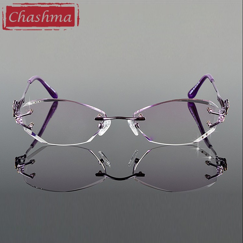 Chashma óculos de leitura com lentes para miopia, óculos de titânio sem armação, corte de diamante