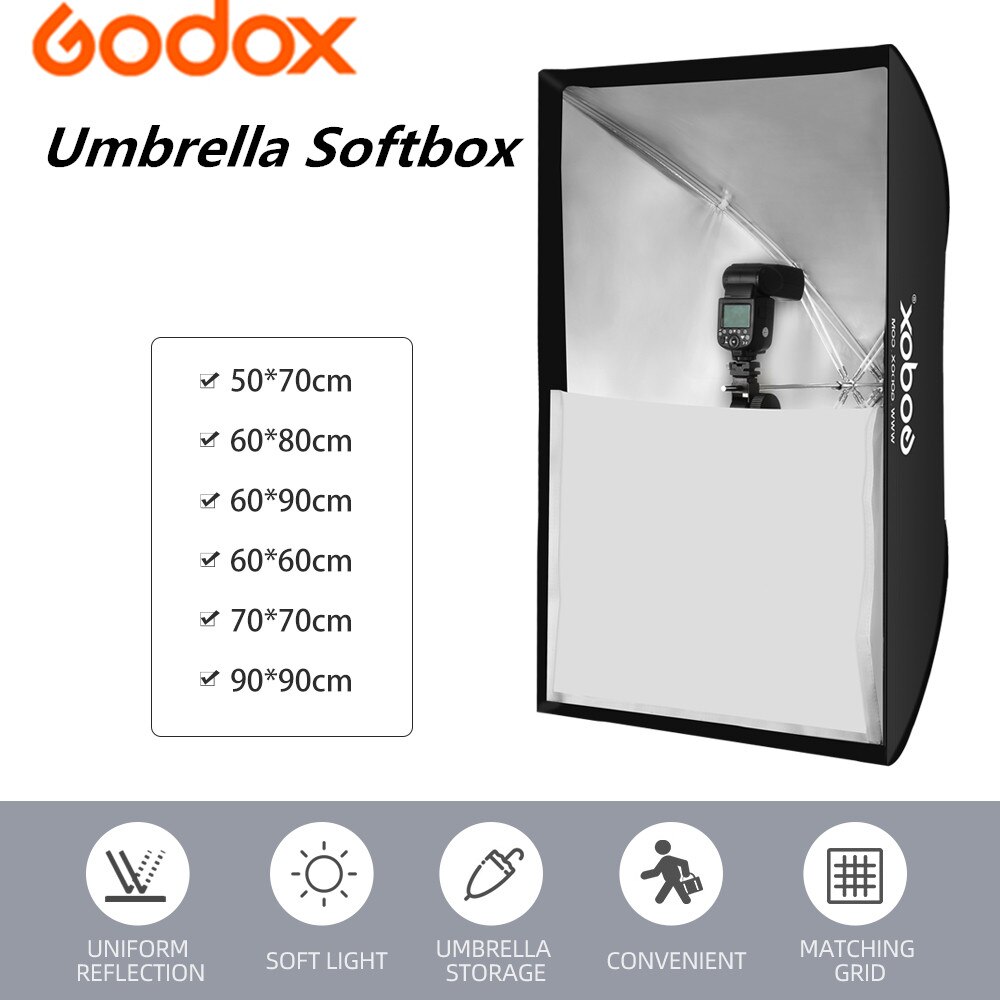 Godox Draagbare 60*90Cm/24 &quot;* 35&quot; Paraplu Foto Softbox Reflector Voor Studio Fotografie Flash speedlight