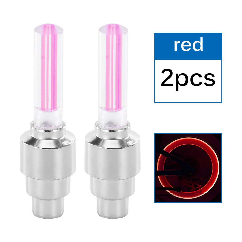 2 pièces voiture lumières néons Air couverture pneu jante Valve roue tige lampe à LED Flash couleur pneu roue Valve bouchon lumière voiture pneu Valve: Rouge