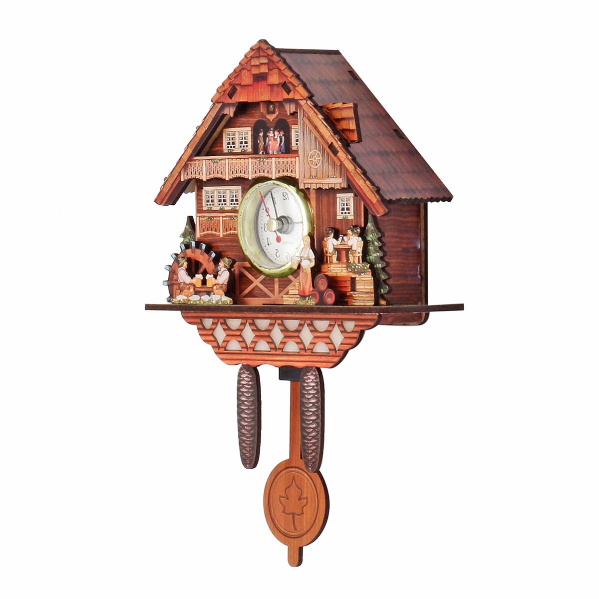 Cuckoo Clock Mount Wooden Wall Clock Alarm Clock Hanging Time Analog Auto Swinging Clock Pendulum Home Decorations: 011