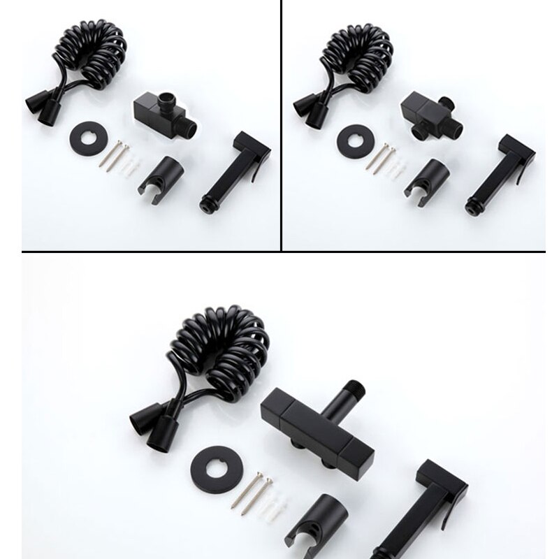 Koperen Wc Metgezel Spuitpistool Kraan Hoge Druk Wc Nozzle Huishoudelijke Wc Flusher Zwart
