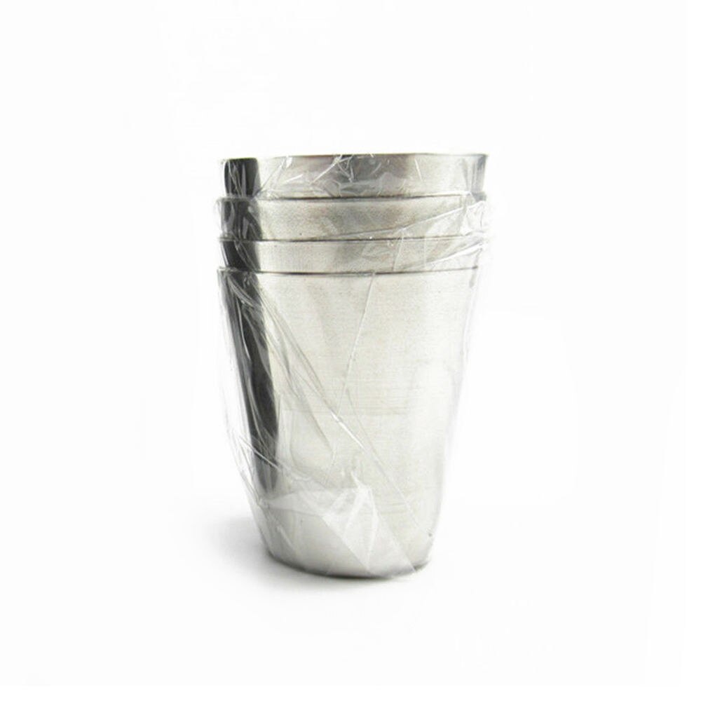 4 Pcs 30/70 Ml Mini Rvs Cups Draagbare Wijn Beker Whisky Bier Cups Met Pu Lederen Tas outdoor Reizen Drinkware Set