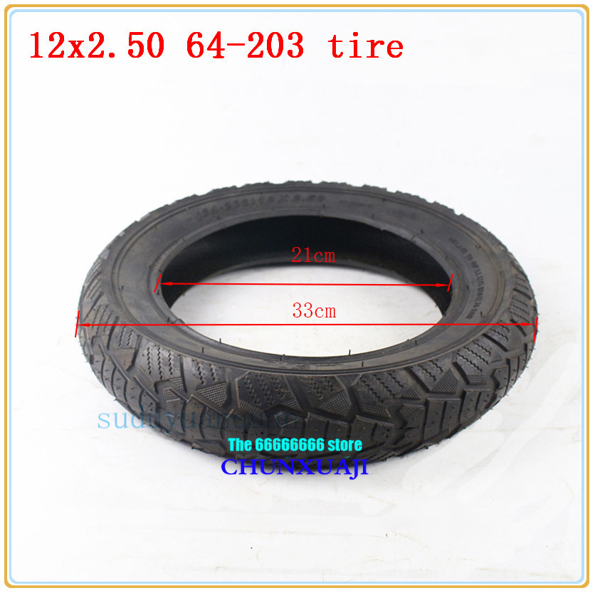 Neumático de rueda de 12 pulgadas, tamaño 12x2,50 64-203 para Mini motocicleta, carro de bebé de bicicleta eléctrica, tubo interno de neumático 12*2,50