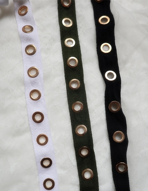 10 yards kledingstuk oogjes tape op singels trim tape oogjes voor kledingstuk accessoires 2.5 cm breed trim