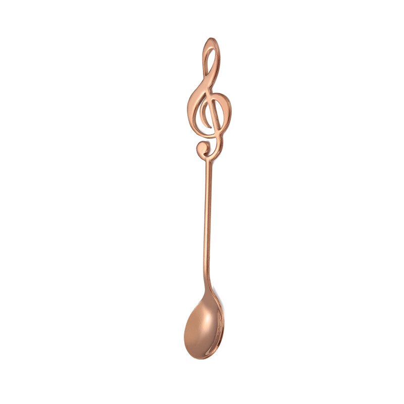 Ruostumattomasta teräksestä valmistettu musiikkilusikka kullattu sekoituskahvi jälkiruokalusikka: 3