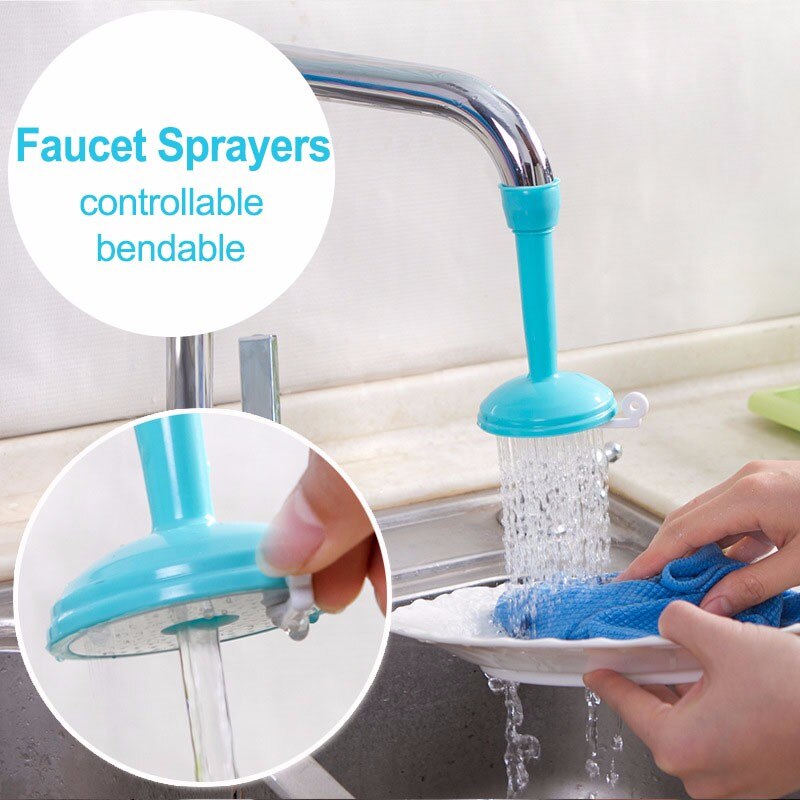 Multifunctionele Kraan Sproeiers Verstelbare Huishoudelijke Plastic Tap Waterbesparende Douche Bad Splash Filter Douchekop Keuken: Small Blue