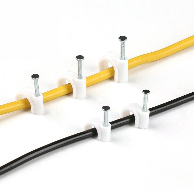 300 st plast väggfäste 6mm dia elektriska kabel cirkel spik clips fästen