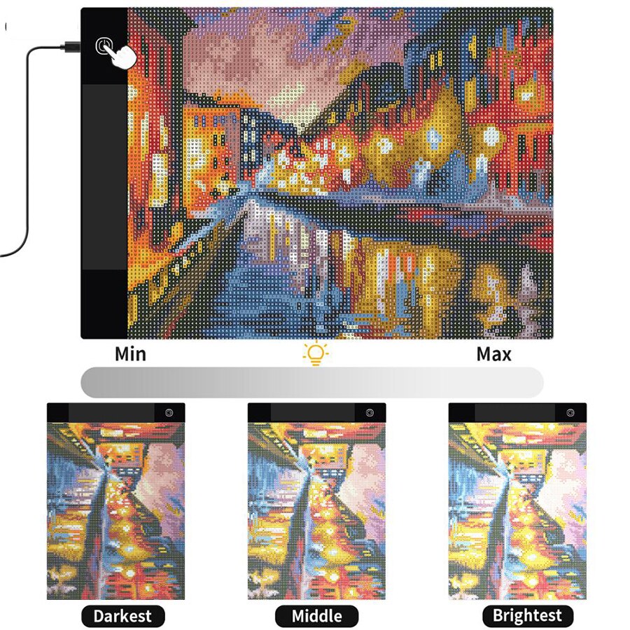 Tablette lumineuse LED A5/A4/A3 pour dessin et peinture diamant, support pour stylo, réglable, alimenté par USB, pour dessiner, tracer, accessoires