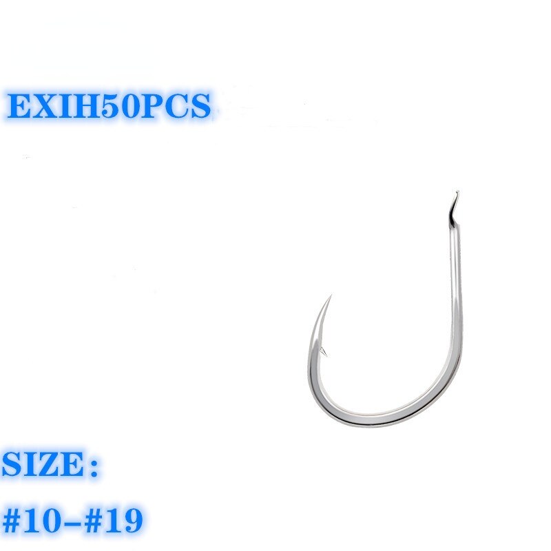 EXIH-50PCS luz anzuelos de pesca plata gancho Iseama de acero de alto carbono ganchos Japón púas Chinu mar pesca anzuelo: 13