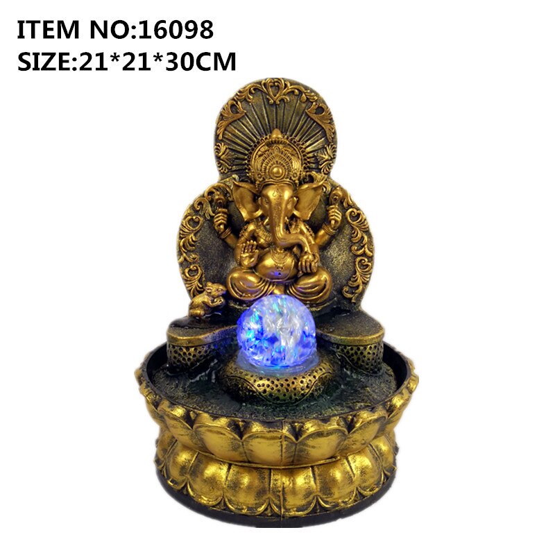 Elephant God Ganesha Lucky Water Fountains Ornaments Good Fortune Feng Shui Craft Indoor Desktop Fountain Air Humidifier: Default Title