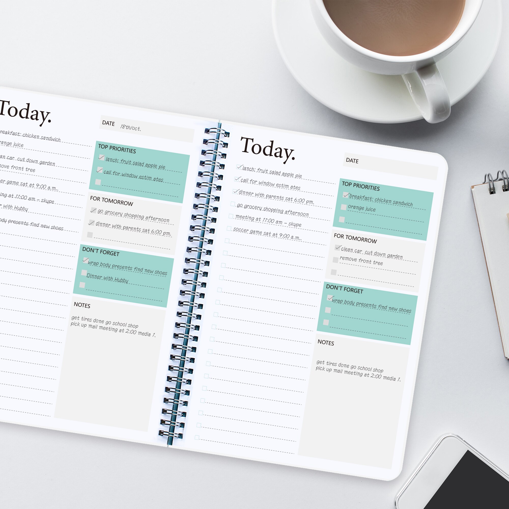 Planificateur quotidien Agenda du jour, Agenda non daté, couverture transparente, organisateur avec liste de tâches, fournitures scolaires et de bureau