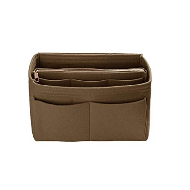 WADORN 2 Stks Portemonnee Vilt Insert Organizer, Multi Pocket Handtas Tote Shaper Toilettas Zakken Divider Organizer Tas in Tas Rits Liner Pouch Met Grommets Interieur Stroage Bag