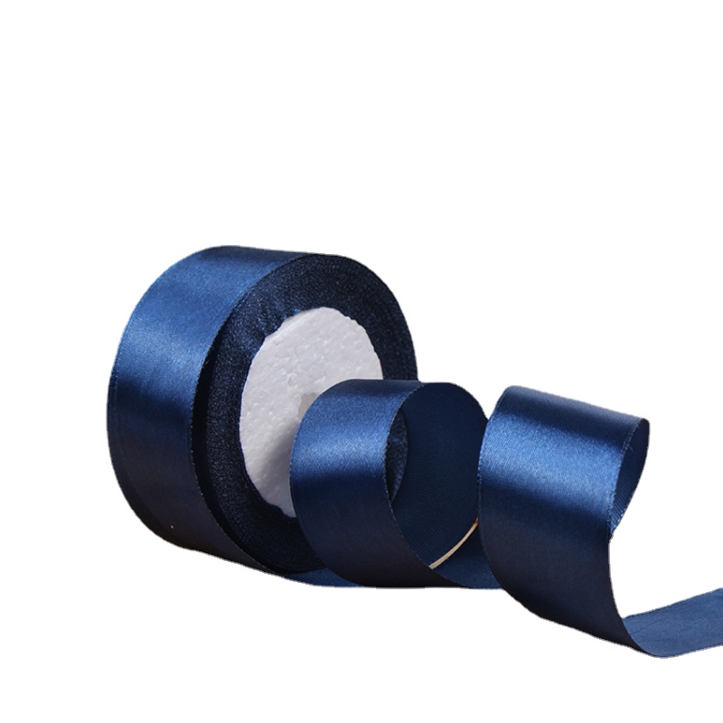 22 metros/rollo de cinta de raso de poliéster azul marino, decoración para de boda y graduación, cintas para envolver pasteles, accesorios para el cabello DIY, lazo