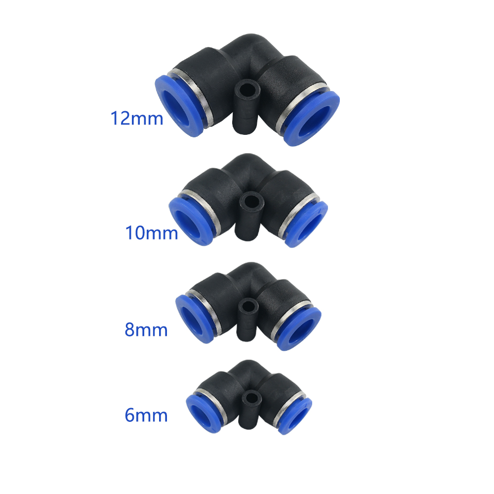 Złączki pneumatyczne 6mm/8mm/10mm/12mm serii PV 4 6 8 10 12MM OD L Typ rurki o szybkości przepływu Plastikowe szybkozłączki kolankowe powietrza